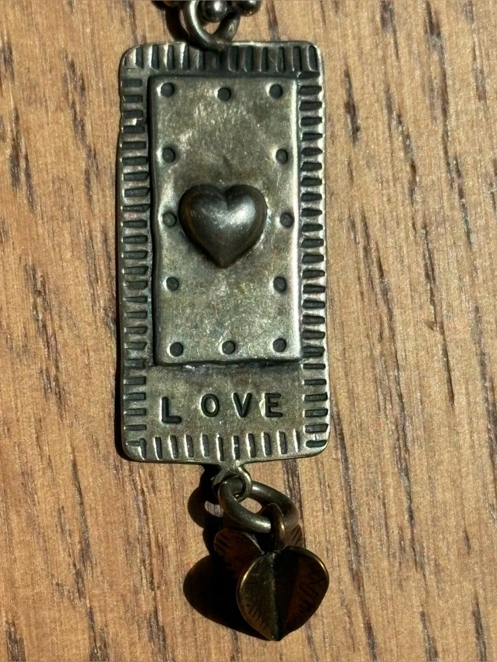 Comstock Sterling Love Necklace Envelope Dangle 3D Heart Silver Chain Signed